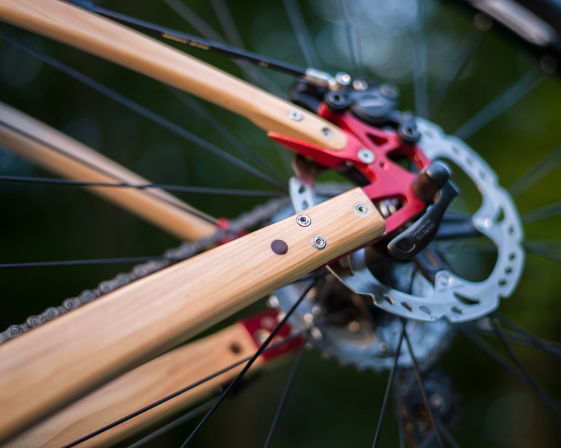 Rear disk brake on Renovo Badash 29er wooden bicycle