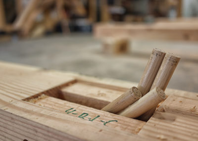 Timber frame budget including oak pegs in a timber frame mortise