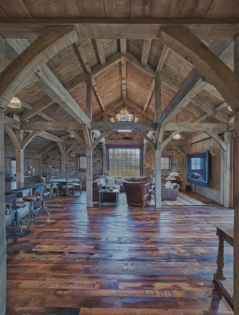 timber frame party barn great room