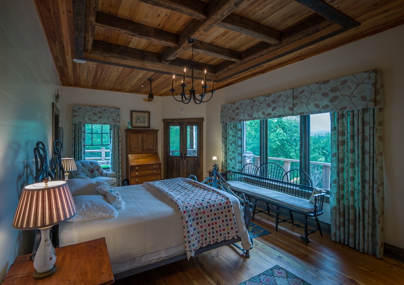 reclaimed wood tray ceiling in bedroom