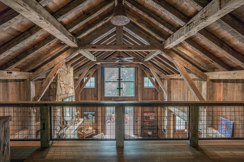 reclaimed wood timber frame great room highlands nc