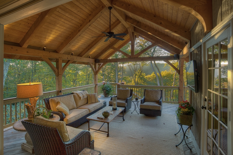 cedar timber frame deck remodel in linville nc