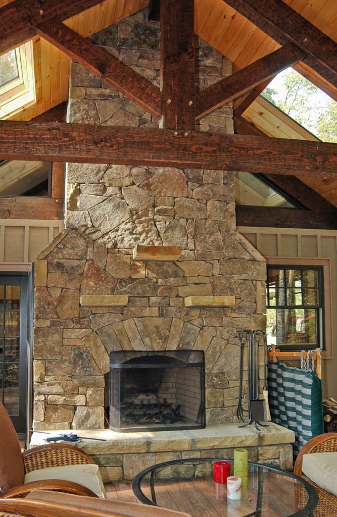 how to light a timber frame covered porch with skylights