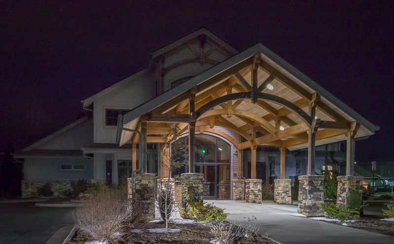 Medical Facility Timber Frame Porte Cochere Entry