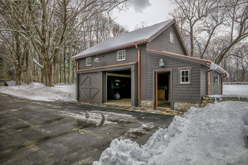 Reclaimed Wood Timber Frame Car Barn in CT