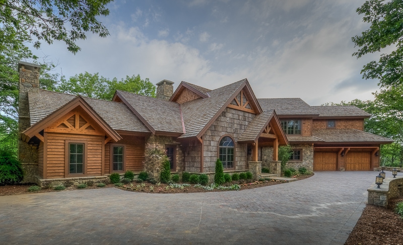 timber frame entry and timber gable brackets