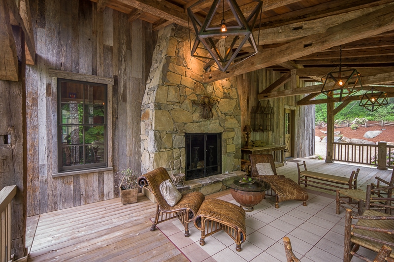 reclaimed wood porch in nc mountains