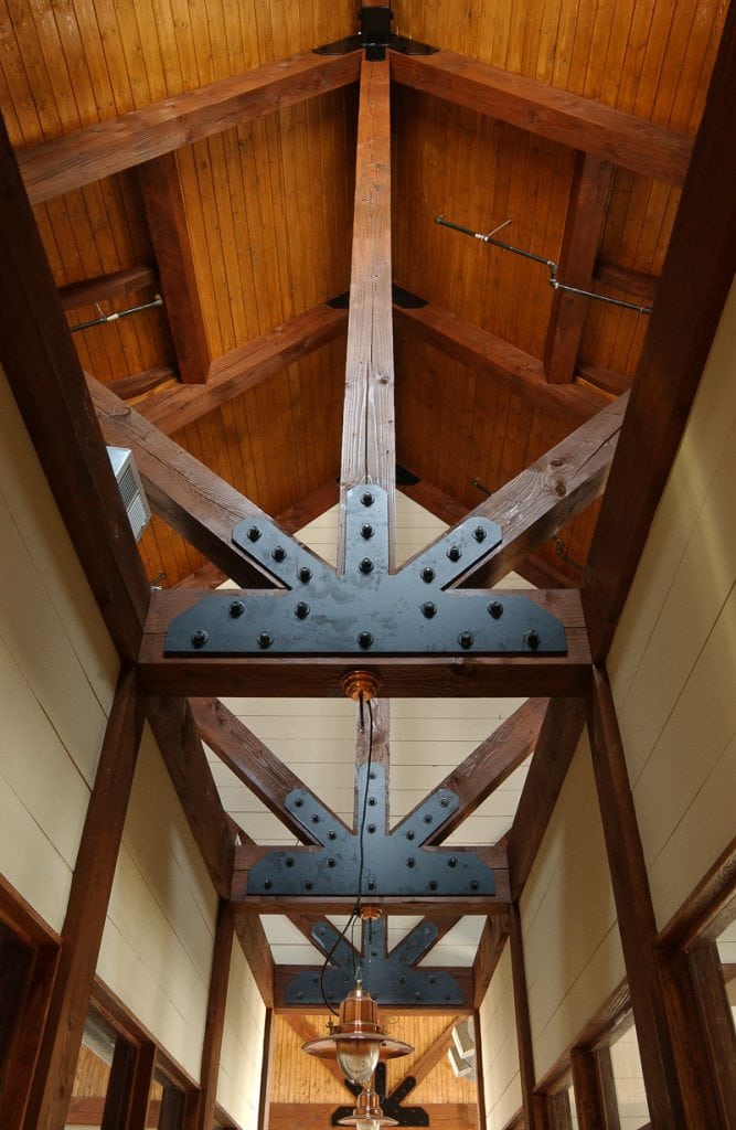 Metal plate post and beam commercial timber frame