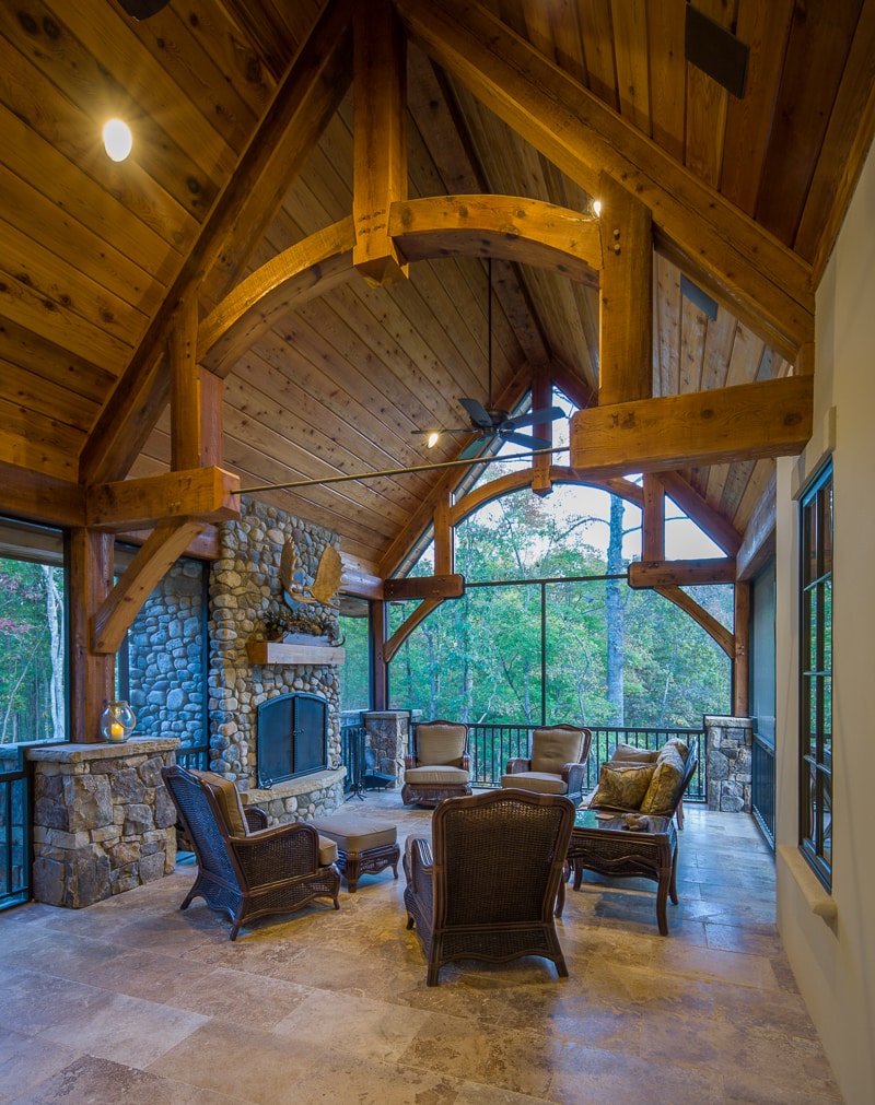 rustic covered porch