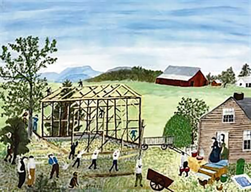 grandma moses barn raising