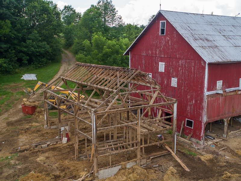 Barn during construction