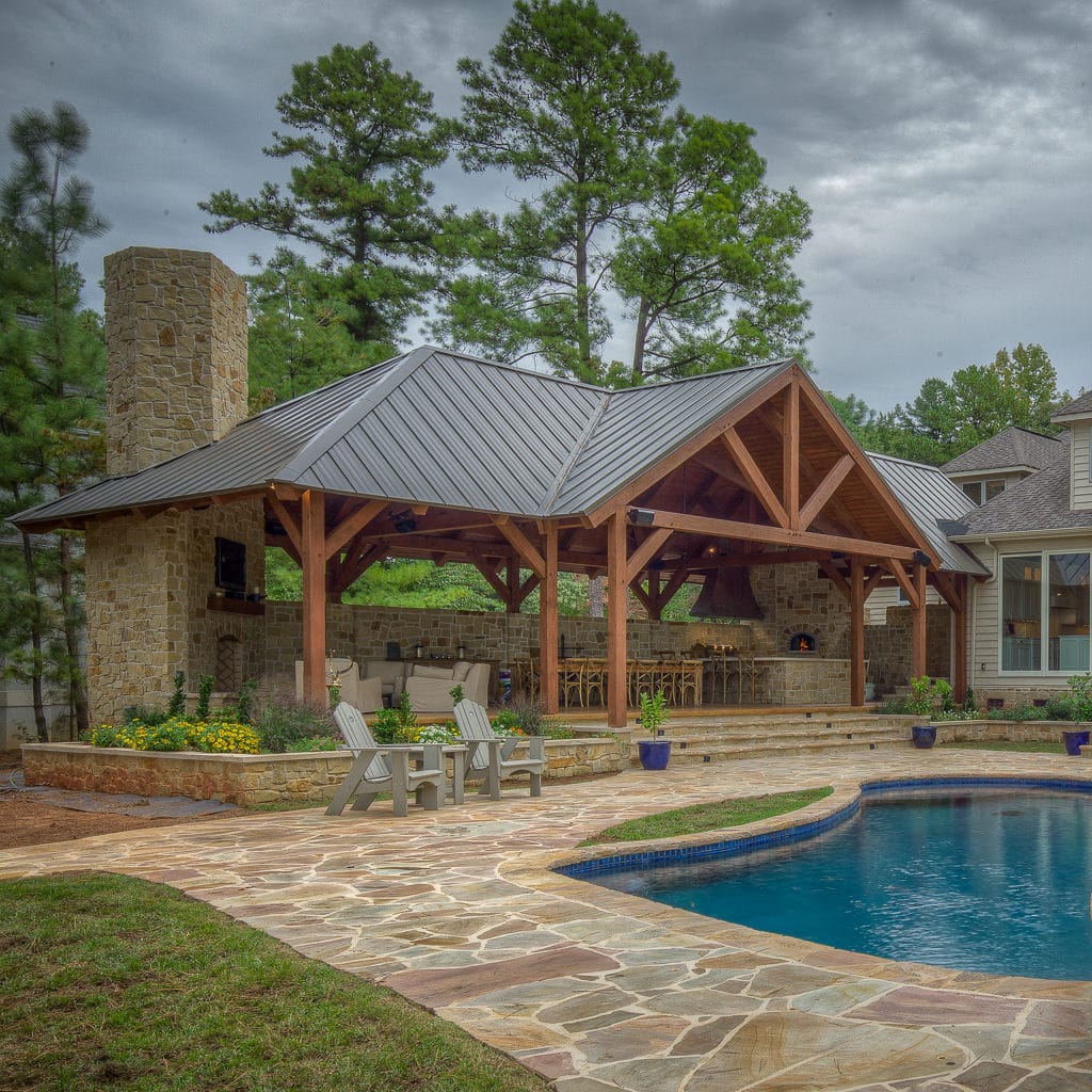 custom post and beam pool pavilion