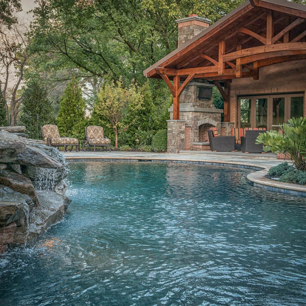 reclaimed wood pool house