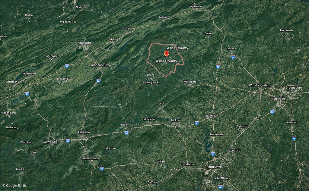 Map Ashe County NC