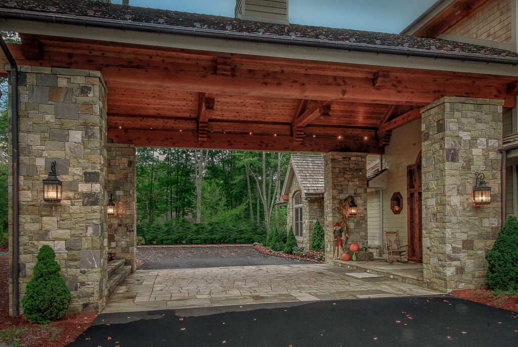 Heavy timber Porte Cochere