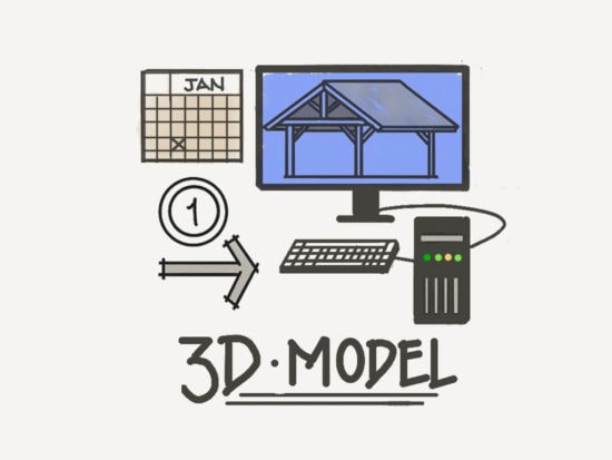 timber frame 3d model