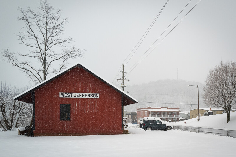 Downtown West Jefferson in Snow