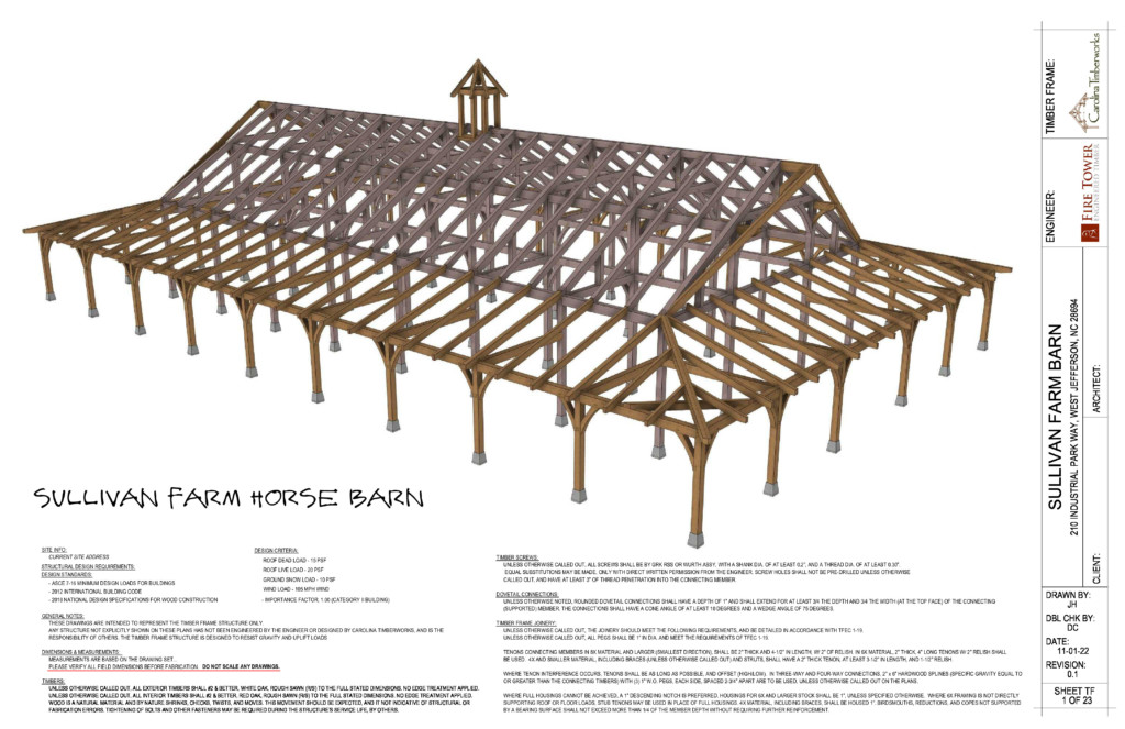 Architect timber frame shop drawings